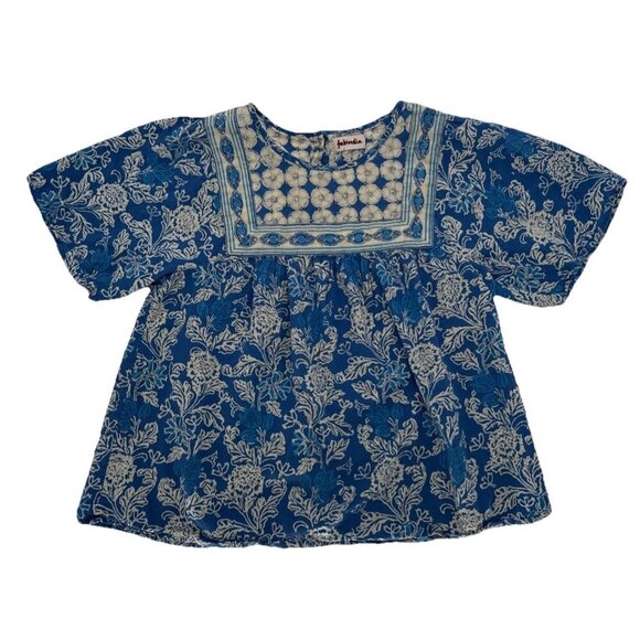 Fabindia 100 % Cotton Blue Floral Boho Cottagecore Lightweight Woman’s Shirt M - Picture 1 of 13
